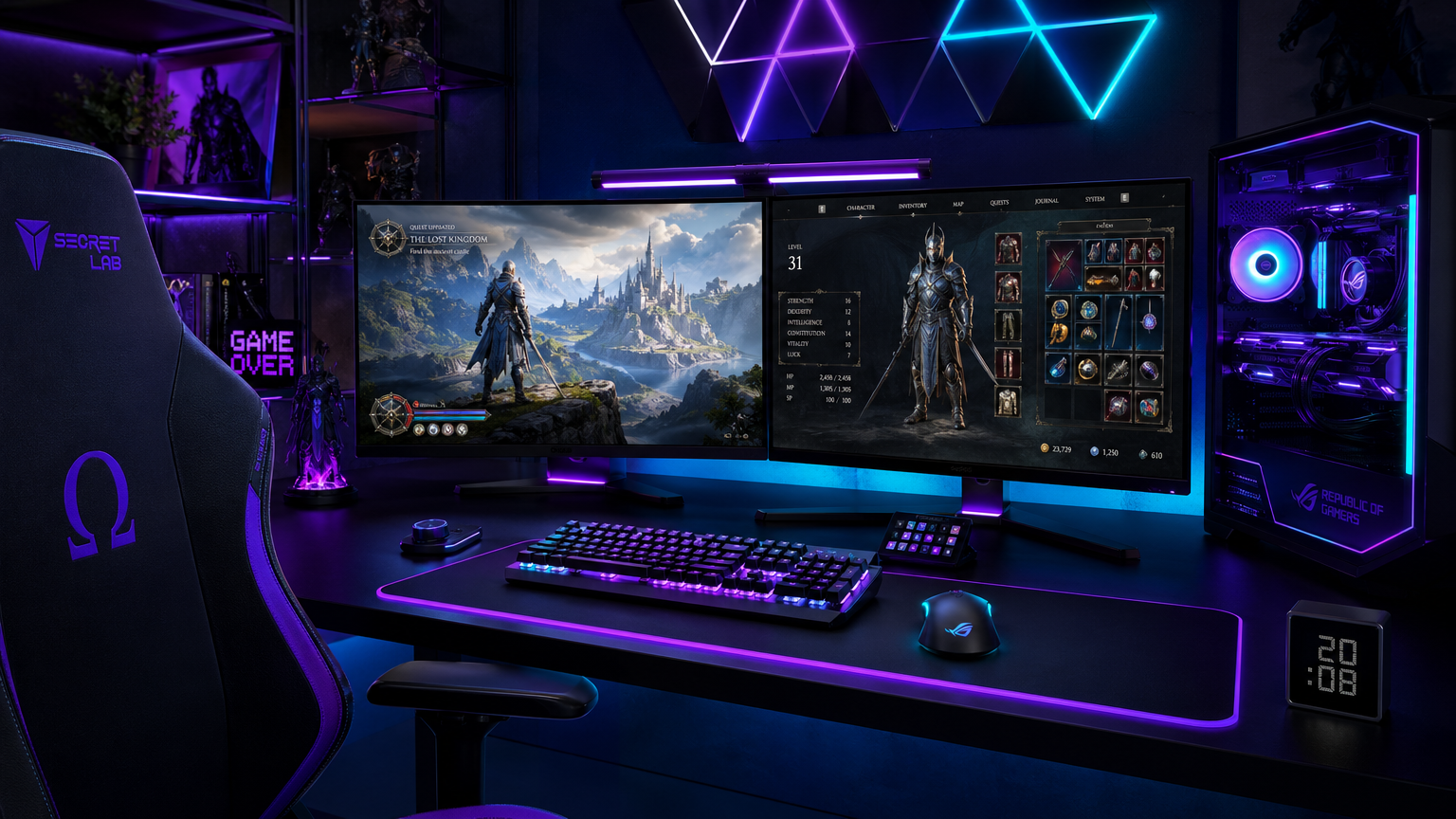 High-tech gaming setup